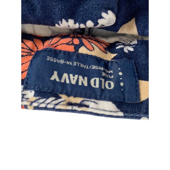 Old Navy womens 18 Regular Pixie Mid Rise Cropped Pants Floral Navy BLue Capri - Picture 5 of 5
